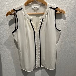 Calvin Klein Black and white shell tank blouse